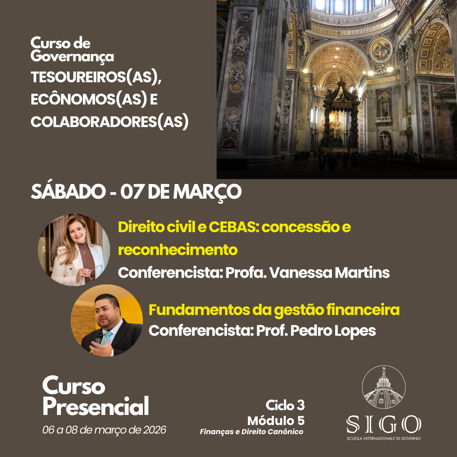 Curso de Governança para Tesoureiros, Ecônomos e Colaboradores - Imagem 3